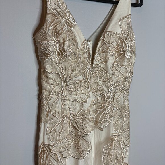 Soieblu cream and gold floral applique formal dress - Picture 2 of 5